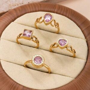 18k gold plated stainless steel with zircon rings set